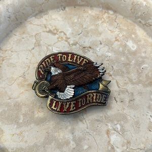 Vintage 1982 Ride to Live, Live to Ride Eagle Belt Buckle.